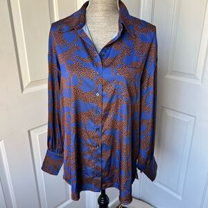 CROSBY by Mollie Burch Blue and Brown Blouse